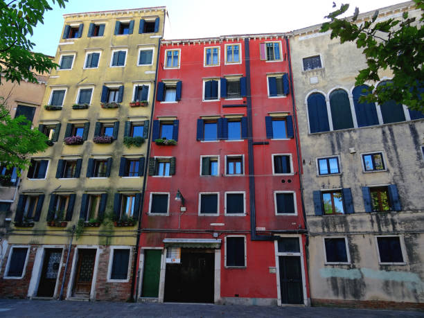 The old Jewish quarter of Venice is famous for low ceiling high-rise apartments..